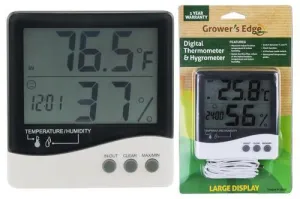 Grower's Edge Large Display Thermometer / Hygrometer