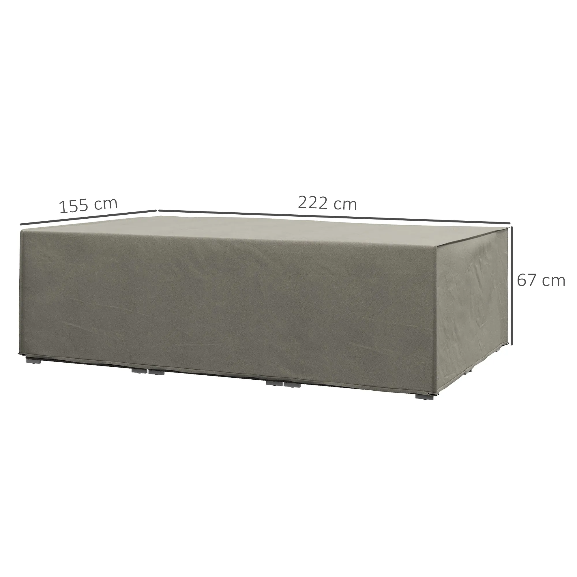 Outdoor Garden Rectangular Furniture Cover Table Chair Sofa Shelter, Waterproof, 222 x 155 x 67 cm, Grey