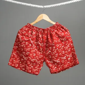 Red - Hand Batik Printed Cotton Unisex Boxer/Shorts