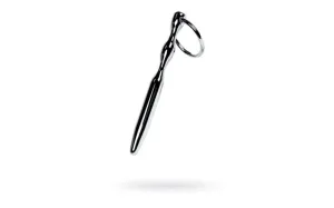 Silver Metal Bullet Shaped Urethral Plug w Ring