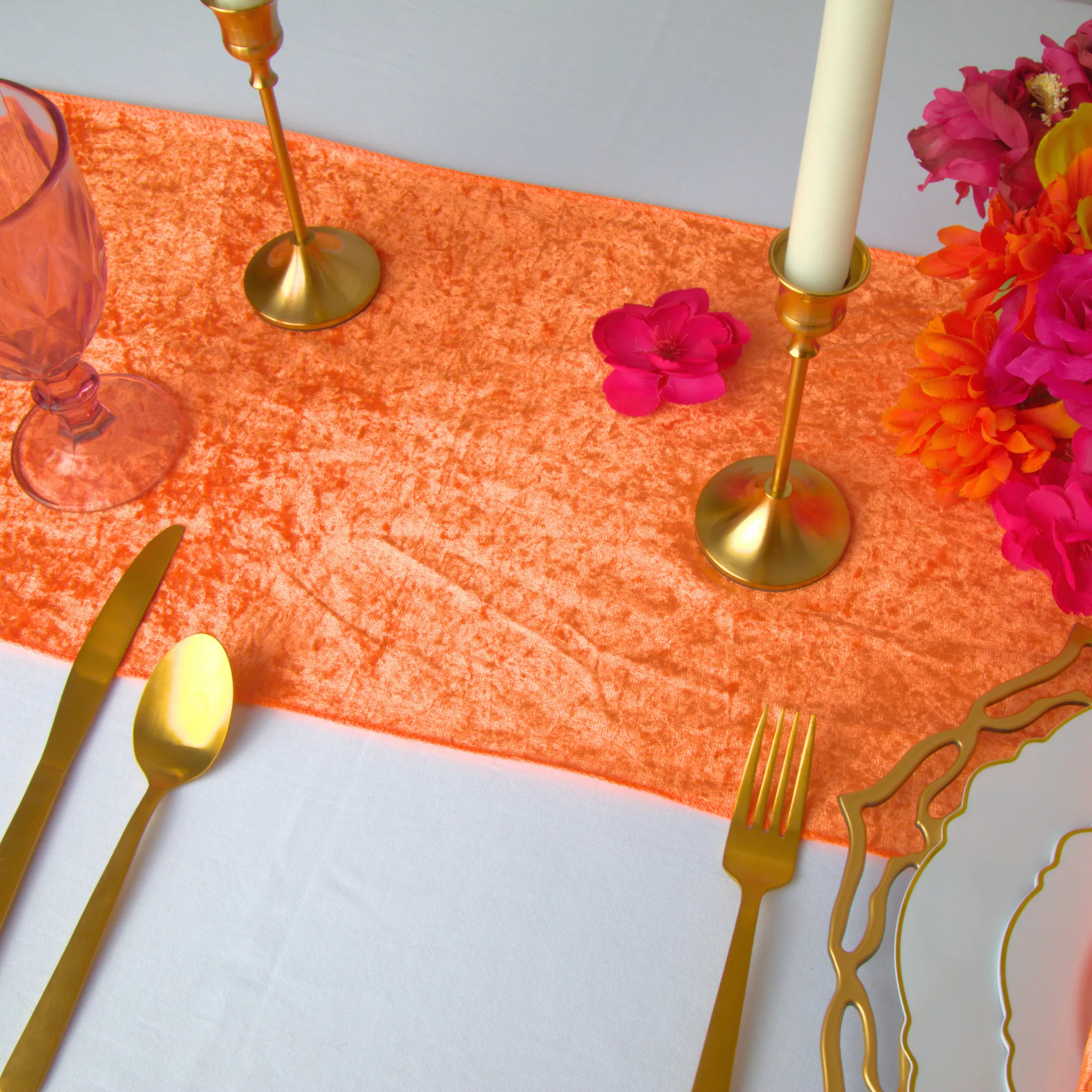 Velvet Table Runner - Orange